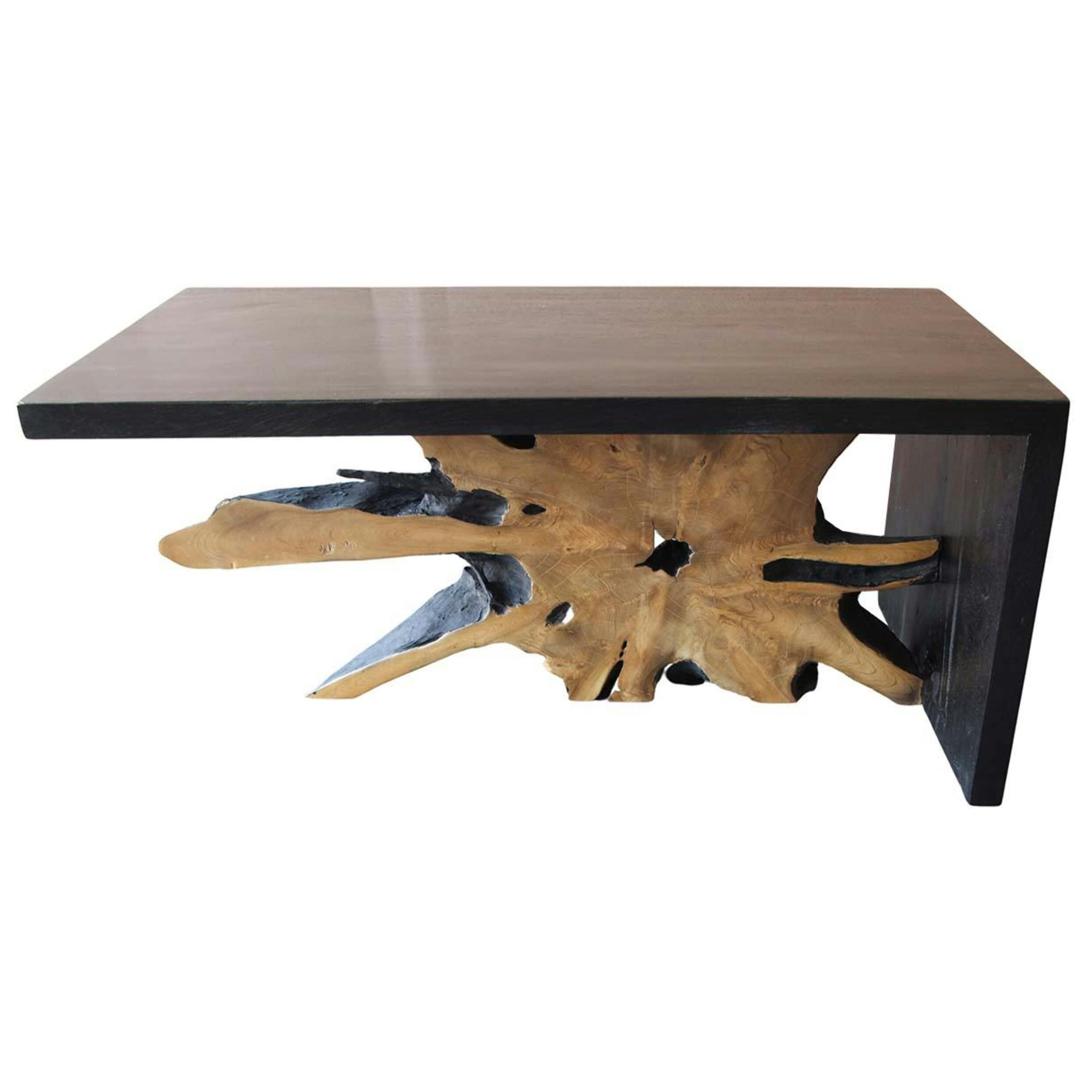 Table basse racine de teck contour bois noir ARIZONA