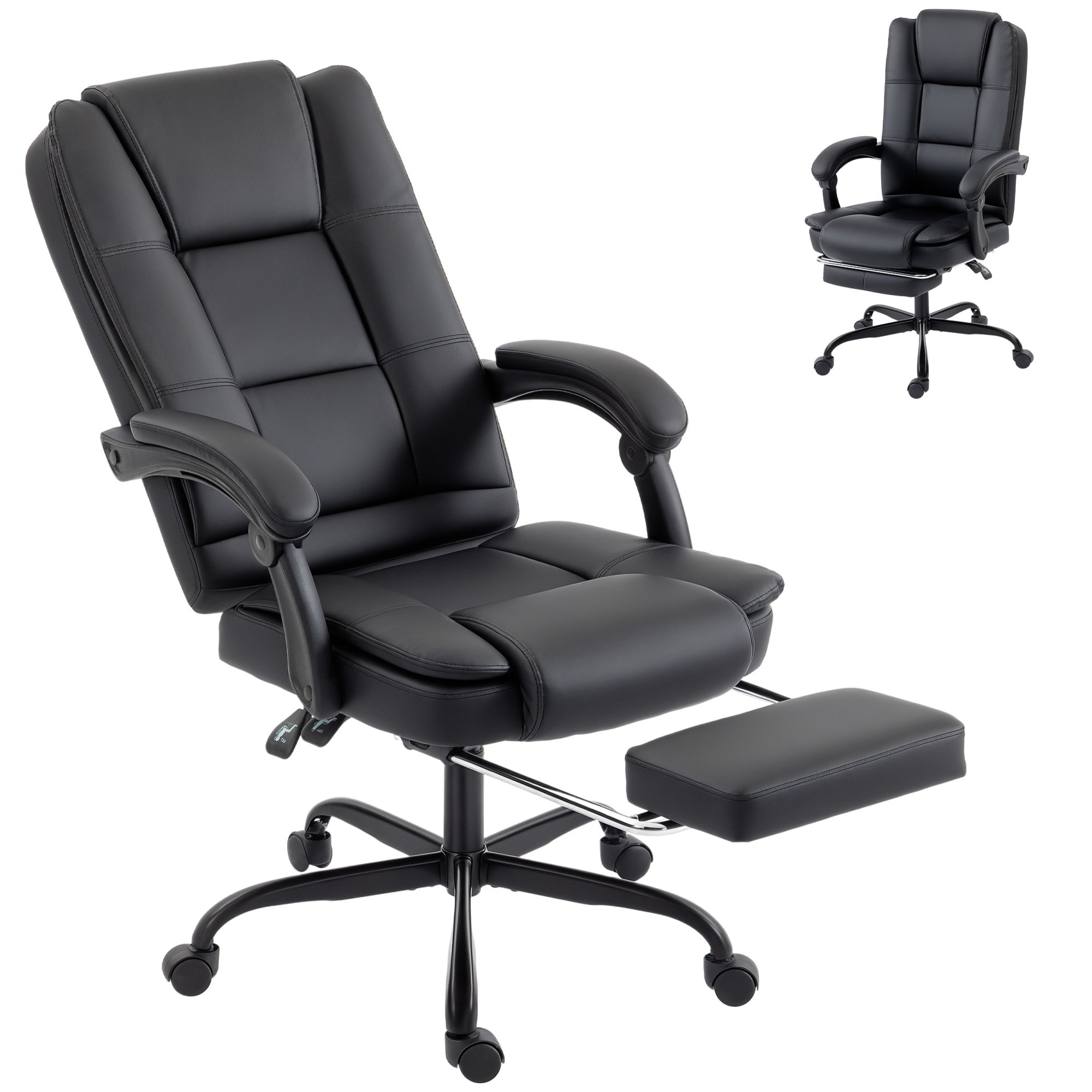 Fauteuil bureau manager inclinable repose-pieds rétractable noir