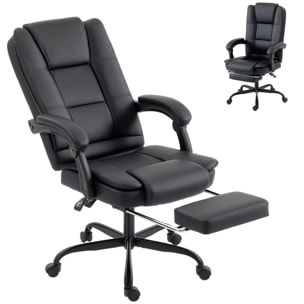 Fauteuil bureau manager inclinable repose-pieds rétractable noir