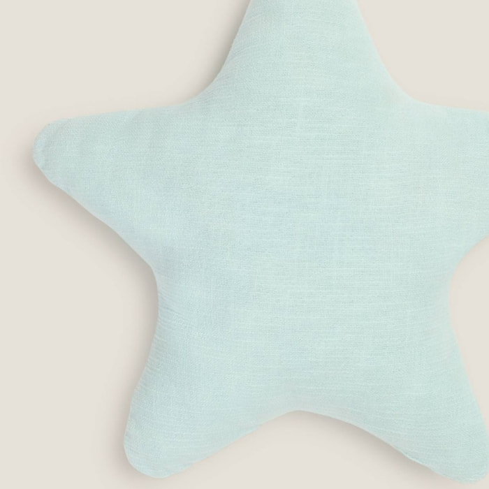 Cojín relleno en forma de estrella Stari color azul aqua Algodón