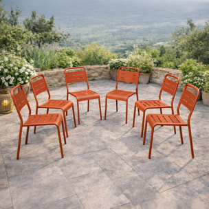 EVORA Lot de 6 chaises de jardin empilables terracotta