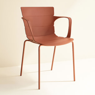 Lot de 4 fauteuils de table extérieur brique en polypropylène et métal MONTAUK