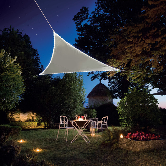 Voile d’ombrage triangulaire avec leds solaires - Taupe