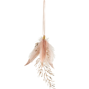 J-Line suspension Plume + Pierre Paillettes  - plumes - vieux rose - 4 pcs