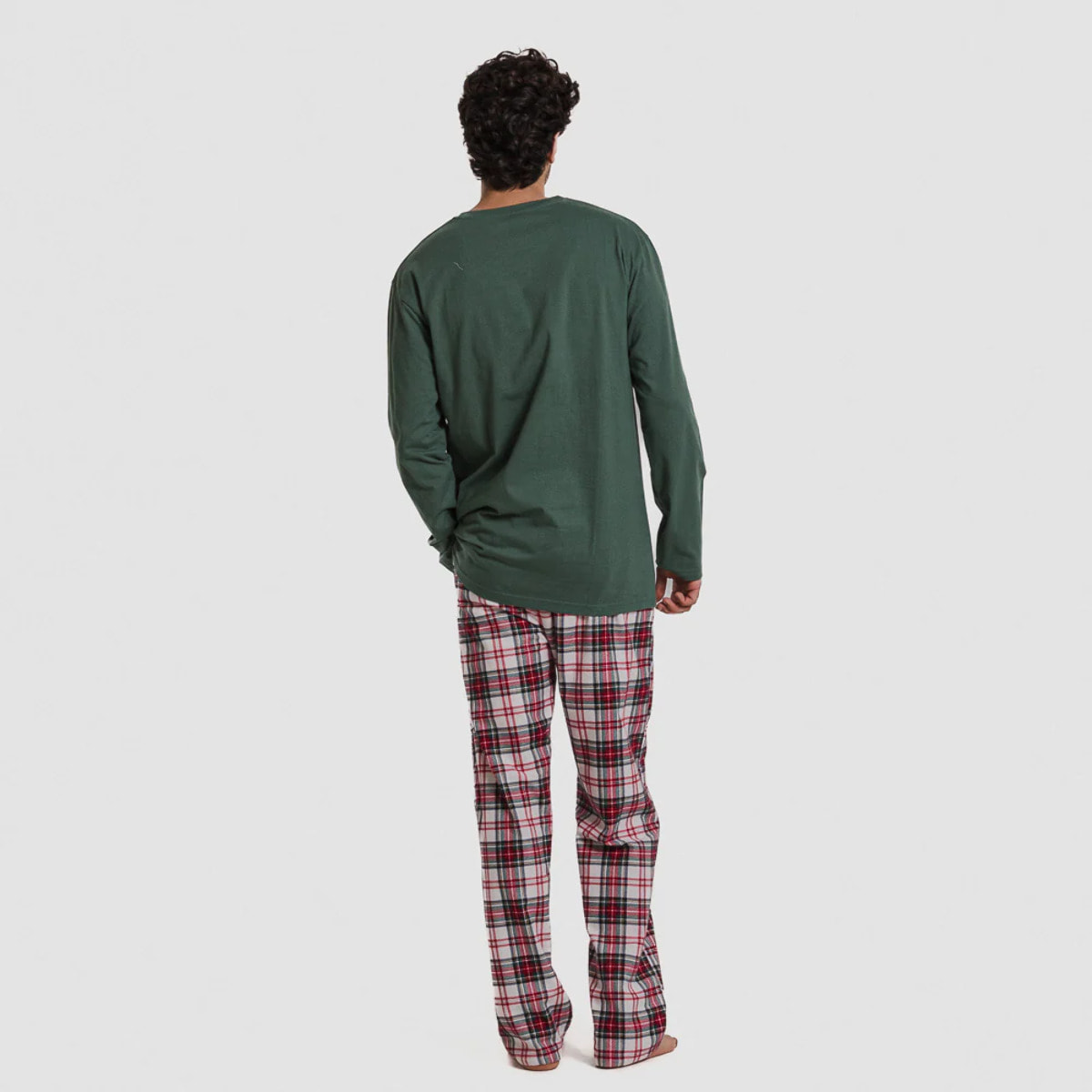 Pijama hombre franela Cuadro Saruma Verde Botella