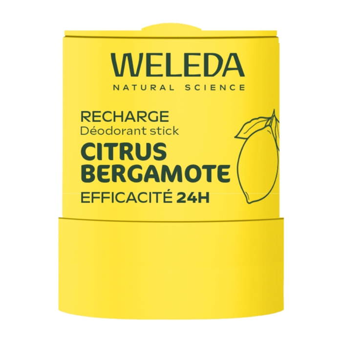 WELEDA - Recharge Déodorant Stick Citrus Bergamote 50g - Formule 100% d'origine naturelle et sans alcool - Efficacité prouvée 24H