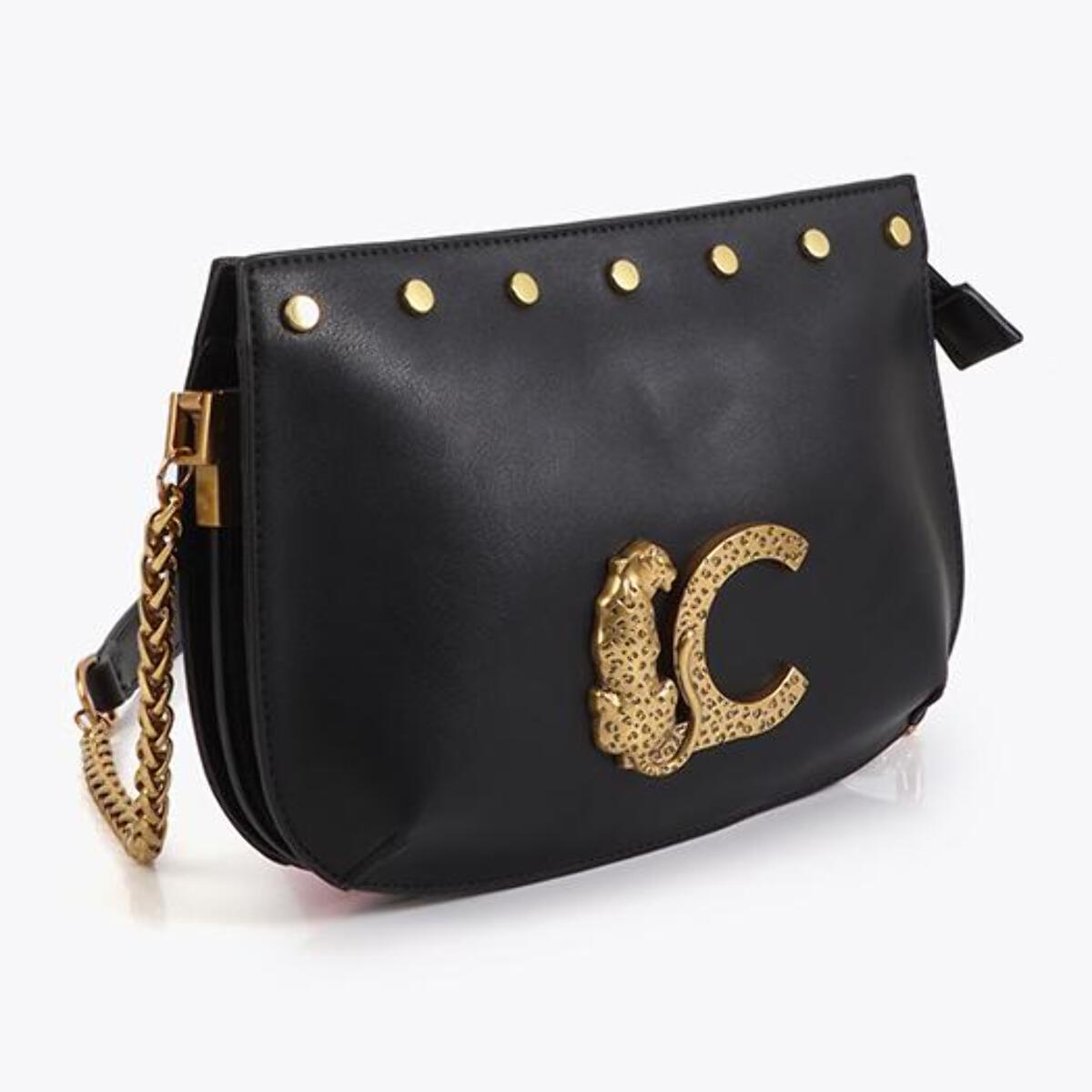 Borsa a tracolla LC con borchie animalier