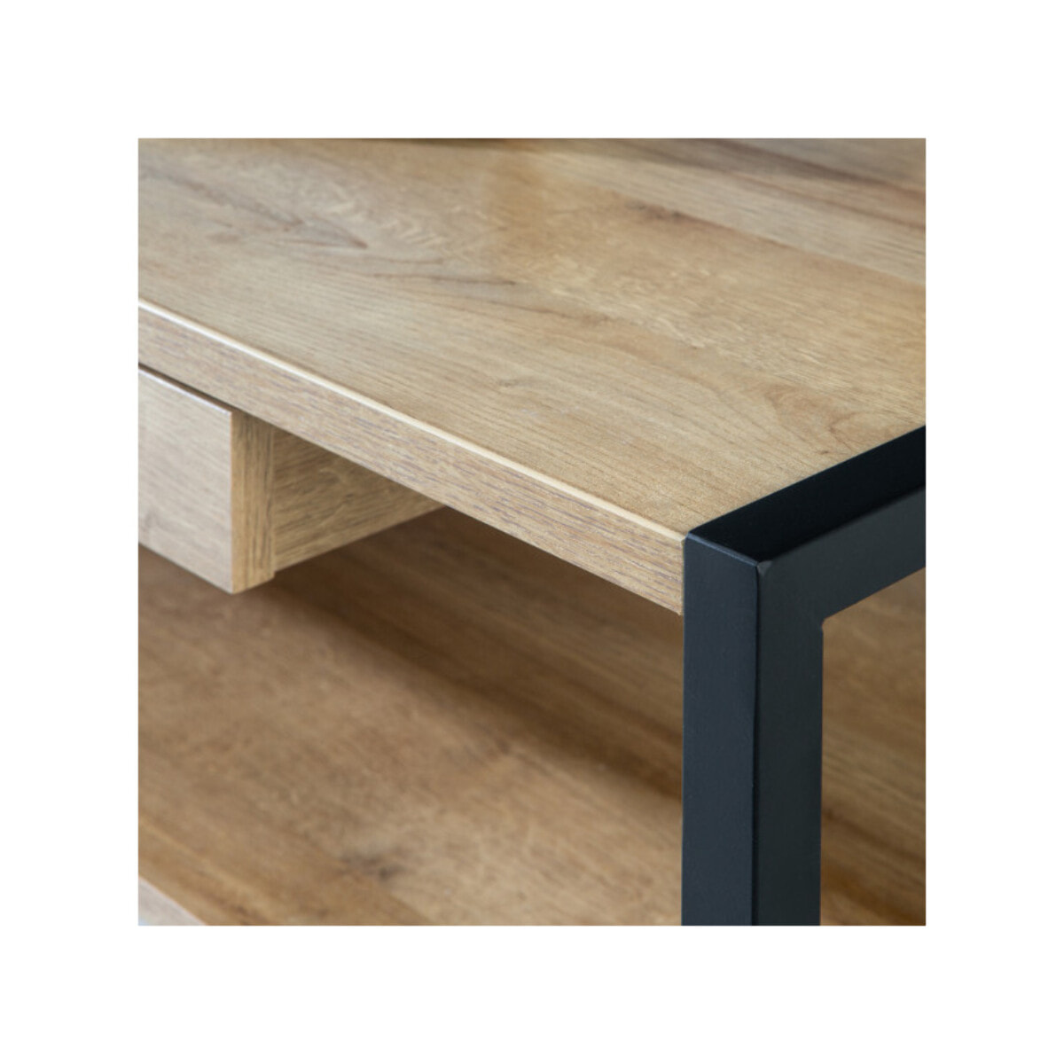 Table basse en bois effet chêne avec étagère - MIAMI