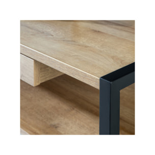 Table basse en bois effet chêne avec étagère - MIAMI