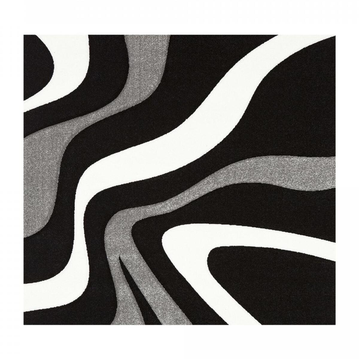 Tapis Hoja, motif : 'vague' noir gris et blanc