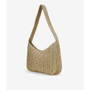 Bolso de hombro dorado en rafia