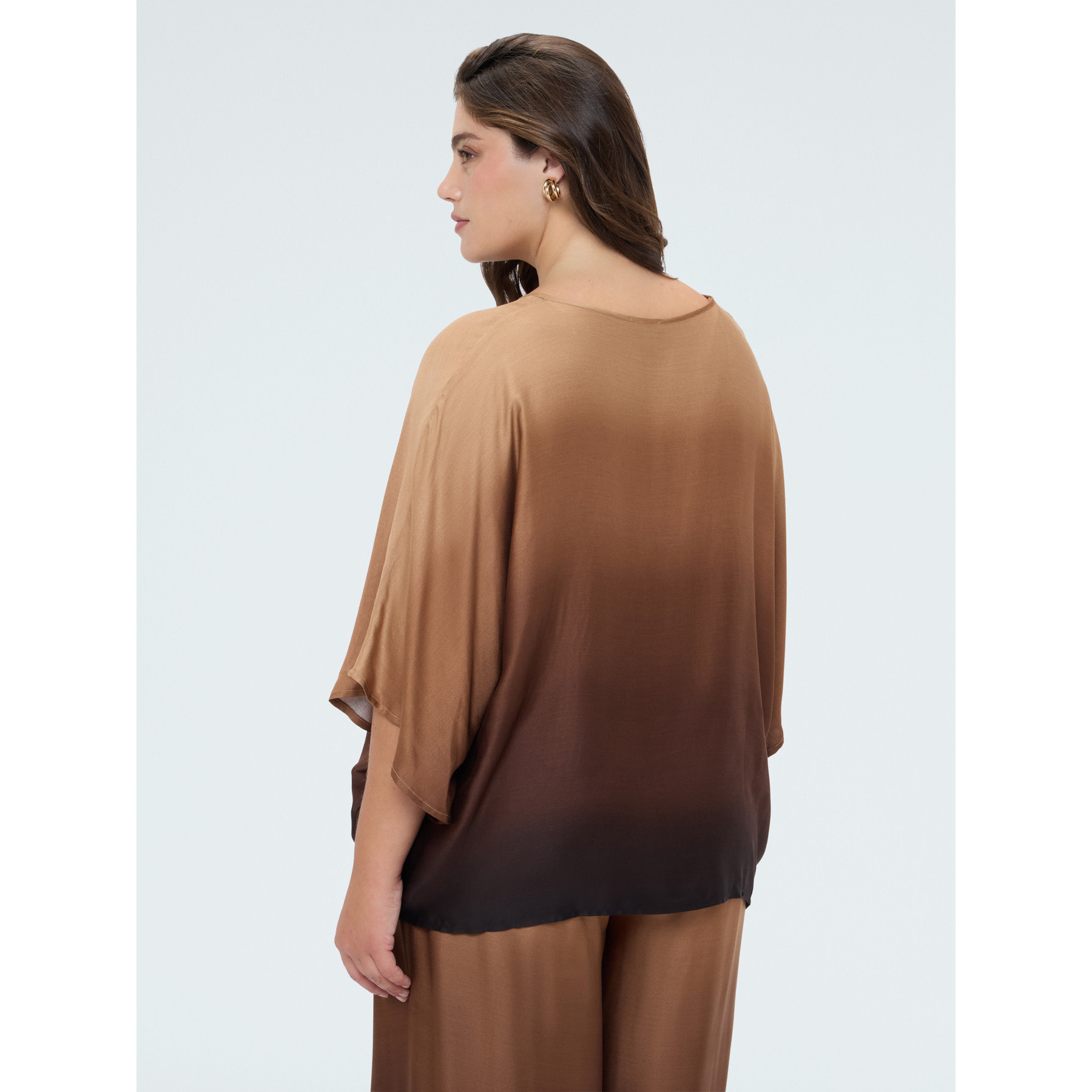 Fiorella Rubino - Blusa in raso effetto dégradé - Marrone