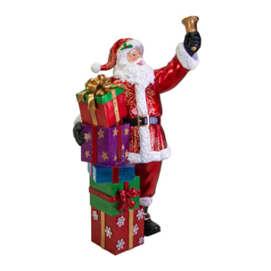 Babbo natale in resina con regali e led rosso cm90x60h152