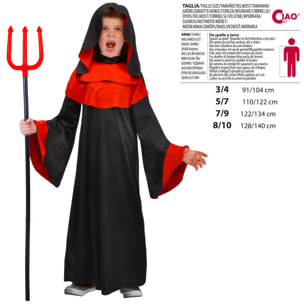 Costume Halloween Adepto Del Diavolo Rosso E Nero Bambino