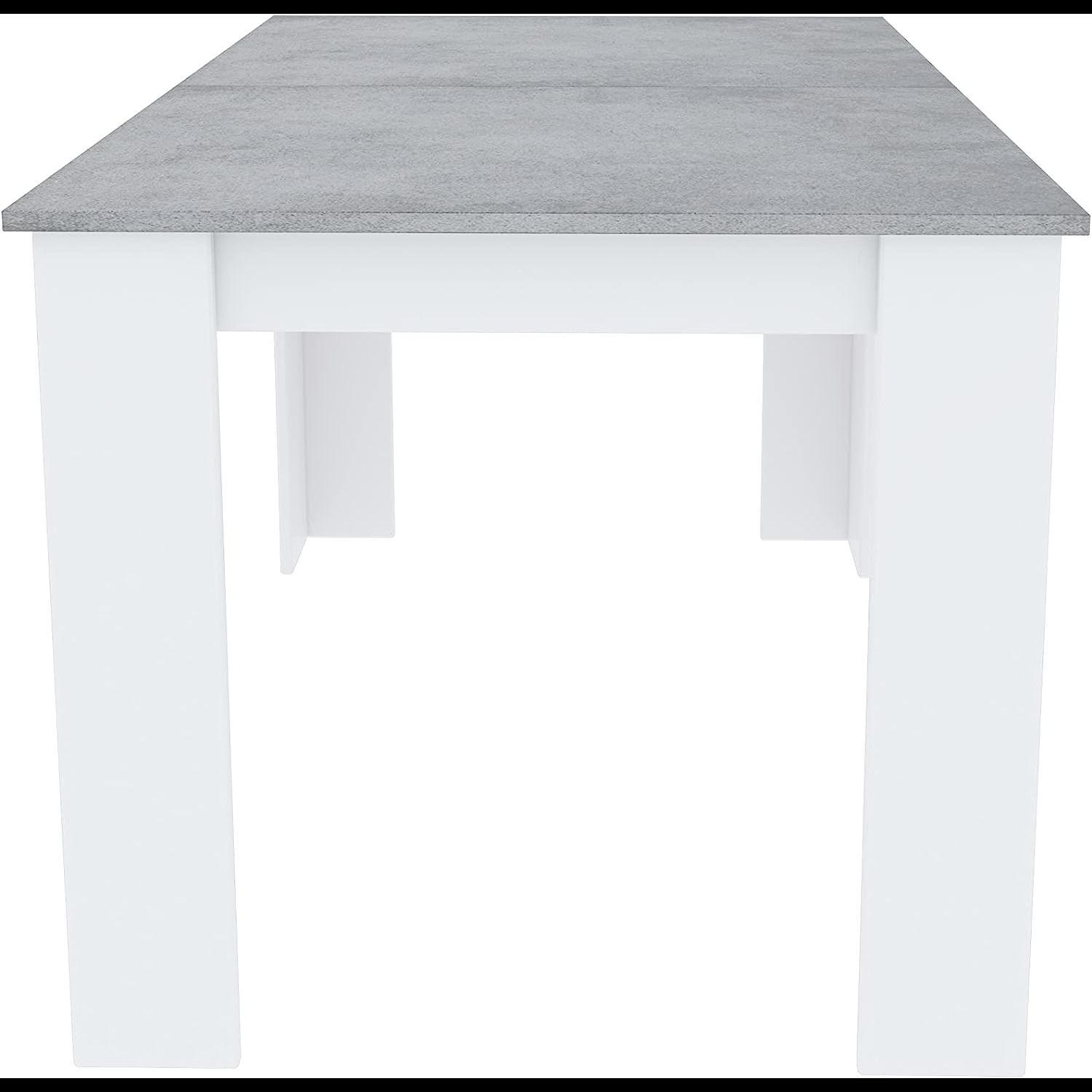 Tavolo da Pranzo Allungabile Estensibile Fino a 190 cm Tavolino Per 6 Persone Salotto Soggiorno Salone Design Moderno 190 x 78 x 90 cm Bianco Grigio