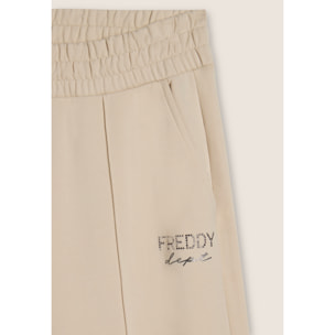 Pantaloni wide leg con cucitura centrale decorativa