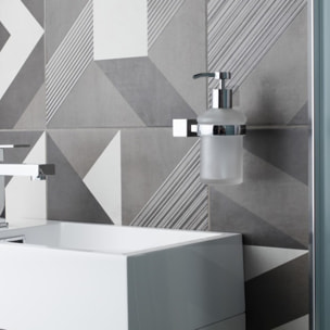 Multi set porte-papier toilette + brosse WC + distributeur de savon 200 ml en verre dépoli, chrome (ELEMULTI-SET7)