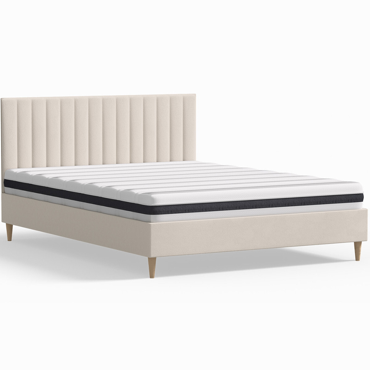 Pack lit en velours + Matelas ressorts et Mousse HR - ELIOT & HYGIOSPRING