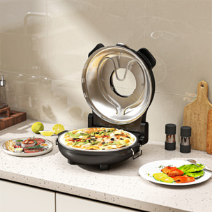 Four à pizza électrique 1200W max. 430°C pierre réfractaire 30 cm température réglable timer pelles incluses noir