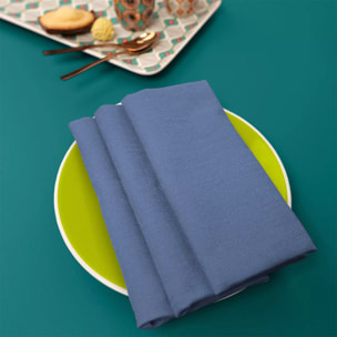 Serviette pur coton motif jacquard bleu Bastide bleuet