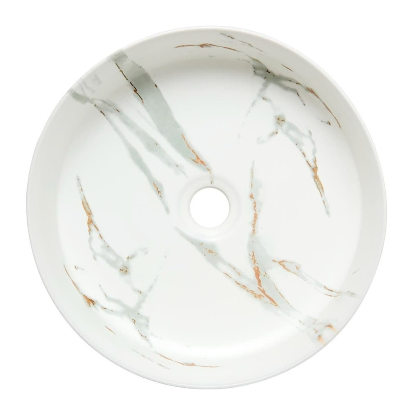 Vasque à poser ronde diamètre 39 cm - effet marbre blanc mat - sans trop-plein - SAT Infinitio