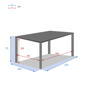 Table de jardin rectangulaire Piazza Graphite