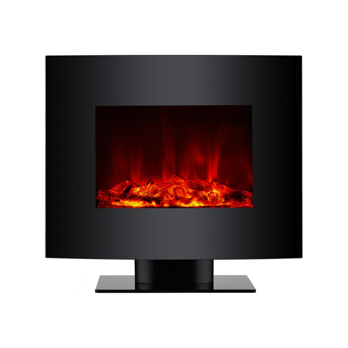 Cheminée électrique 2kW verre trempé noir avec télécommande