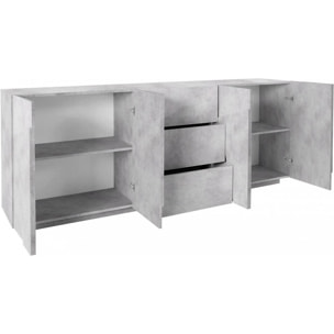 Credenza moderna a 4 ante, Made in Italy, Madia da cucina, Buffet di design da soggiorno, cm 162x44h86, colore Grigio Ardesia