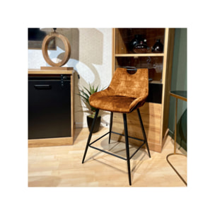 Chaise de bar en velours avec poignée et pieds en métal - ROSA 2