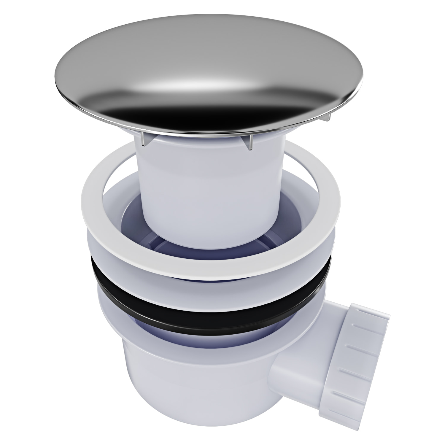 Piletta Doccia Ø 90 mm Con Coperchio Cromato Ispezionabile Scarico Per Piatto Doccia Slim E Standard Facile Da Montare Bianco e Argento