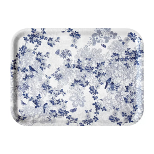 Plateau bois imprimé bleu Voliere bleu