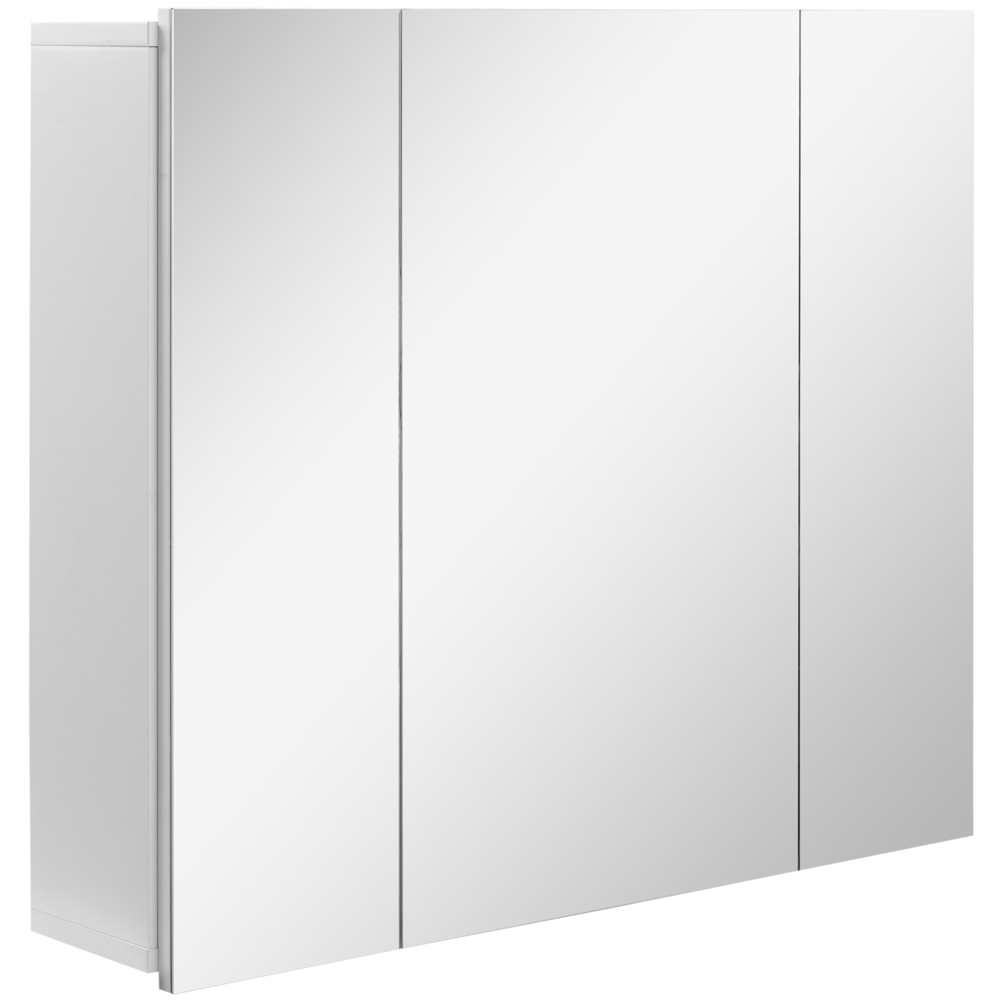 Kleankin Mueble de Baño con Espejo Mueble de Pared para Baño con 3 Puertas y Estantes Internos Ajustables 70x15x60 cm Blanco