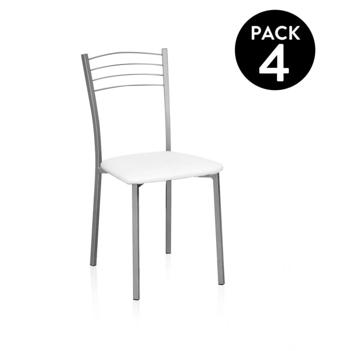 Pack 4 sillas de cocina Chef Gris - Blanco