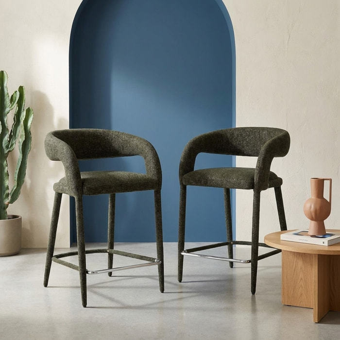 Tabouret de bar contemporain tissu (lot de 2) ALESSIA