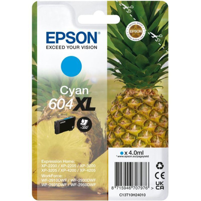 Cartouche d'encre EPSON 604XL Serie Ananas Cyan