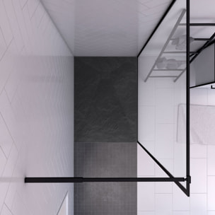 Paroi de douche 120x200cm + receveur a poser 120x80cm - cadre et barre noir mat - CONTOURING 120