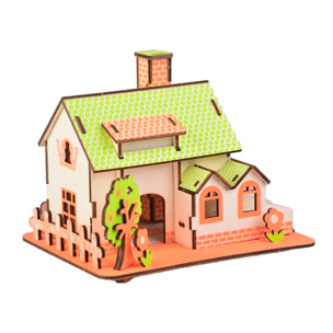 Puzzle 3D in legno. Casa con melo. 44 pezzi.