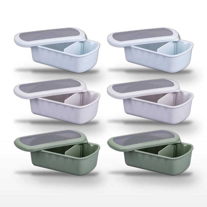 Lot de 6 Lunchbox Fackelmann Storage 1L Bleu, Beige et Vert