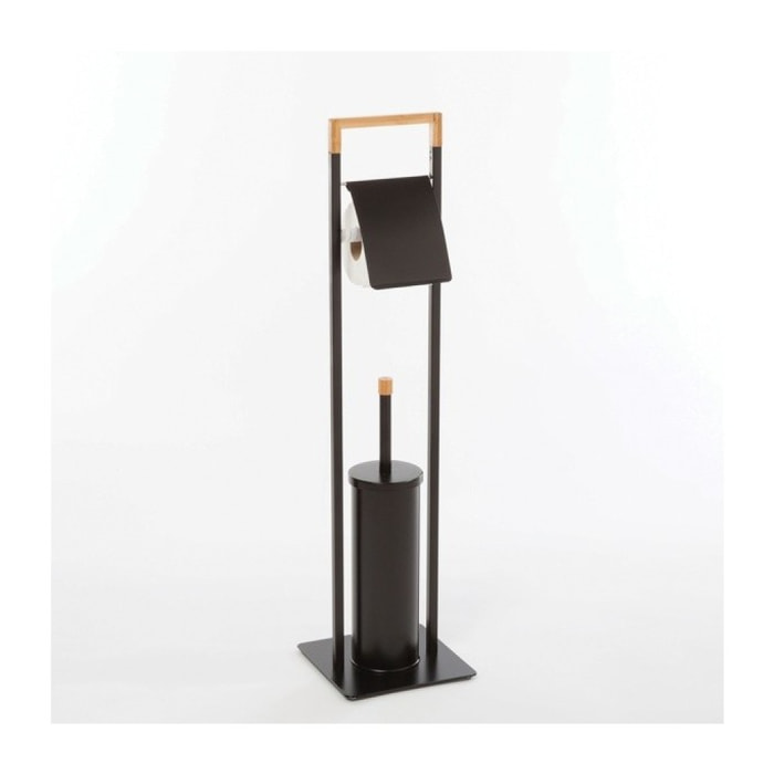 Combiné Wc CHIC Bambou & Acier Noir mat Spirella