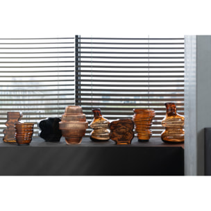 J-Line vase Irrégulier - verre - camel/marron foncé - large - 2 pièces - 25 cm de hauteur