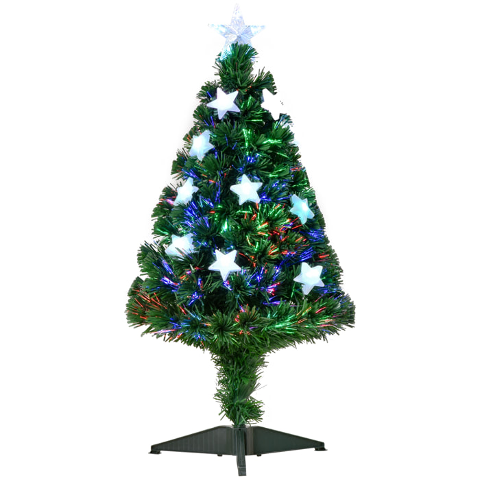 árbol de Navidad 90cm Artificial árbol de Pino Decoración Navideña con 12 LED de 3 Colores 90 Ramas Verde PVC