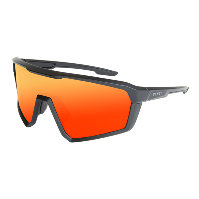 Gafas de ciclismo OCEAN COURSE - Negro mate / Revo roja