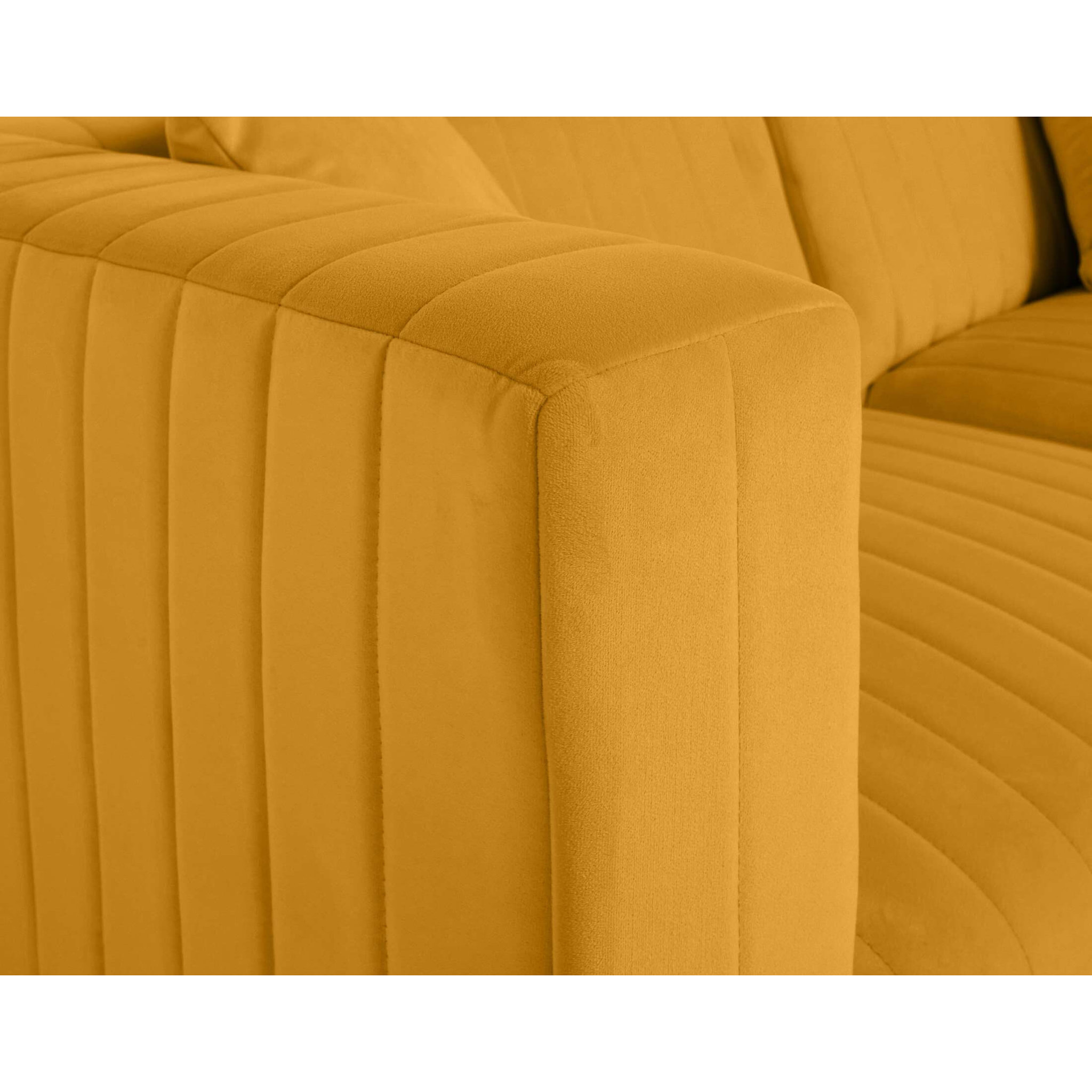 Nova - canapé modulable d'angle droit - 5 places - avec pouf d'appoint - en velours - Jaune