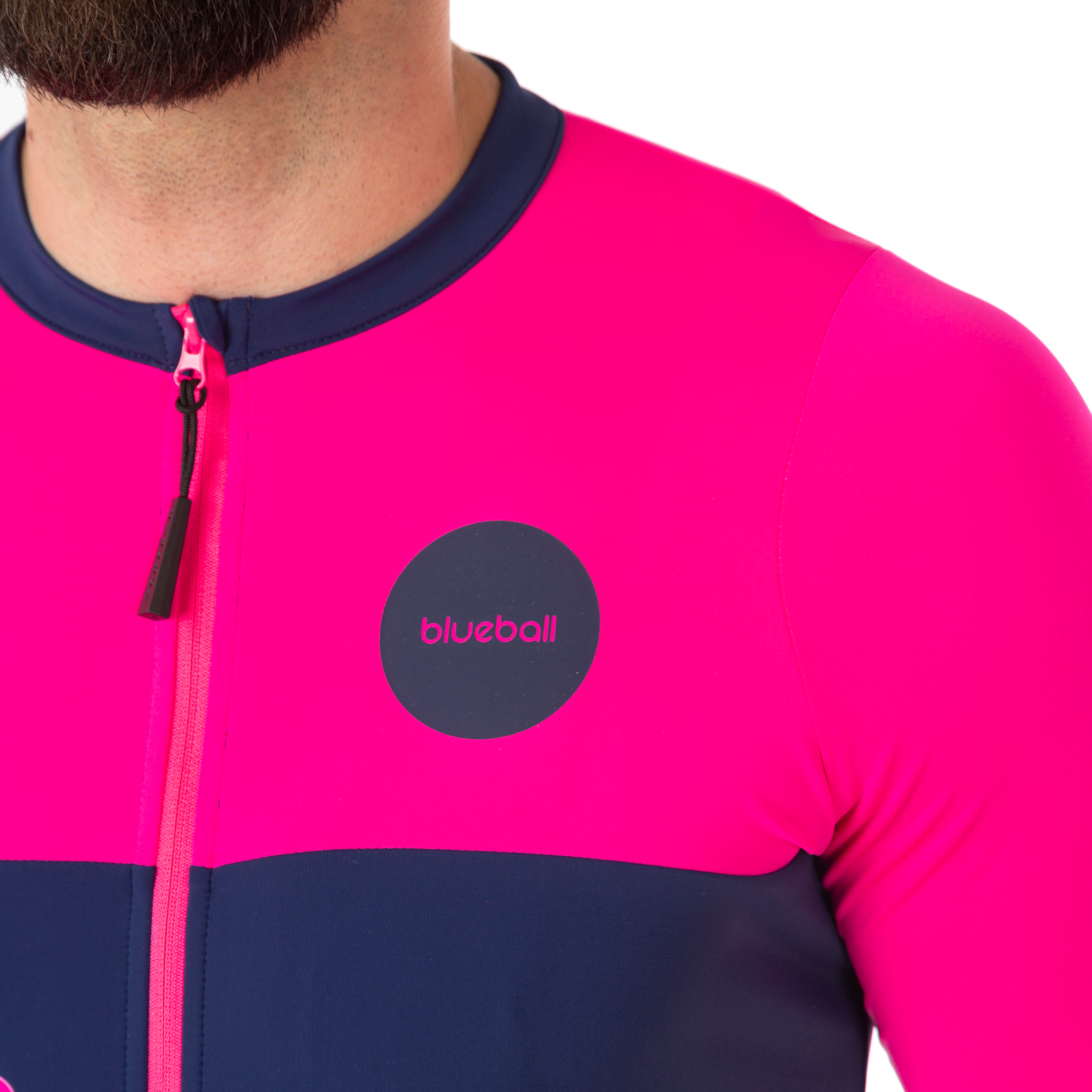 Maglietta da ciclismo a maniche corte da uomo, rosa e blu