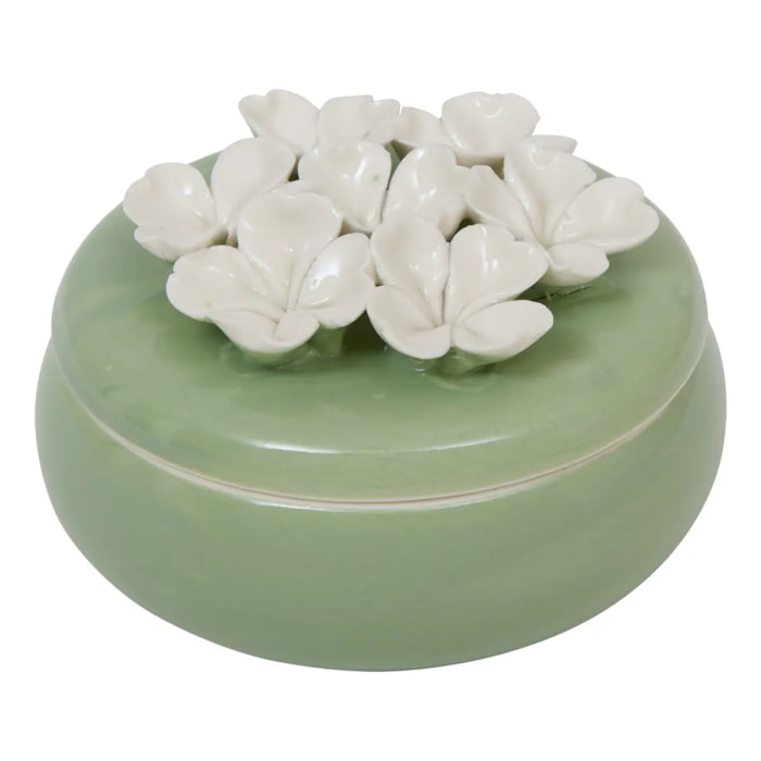Boîte déco Fleur de rose D11cm en céramique