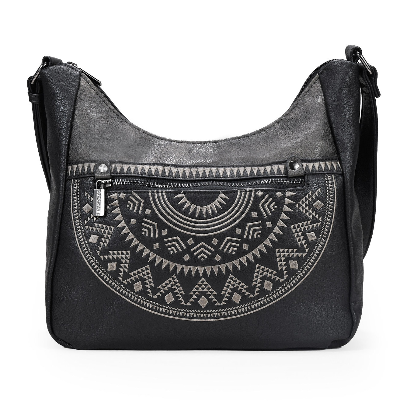 Bolso bandolera negro con bordado