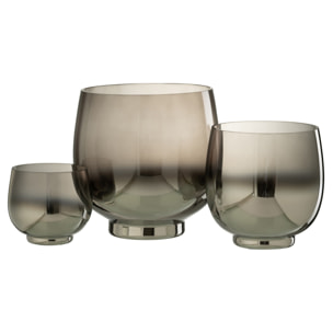 J-Line photophore Rond - verre - gris/argent - large