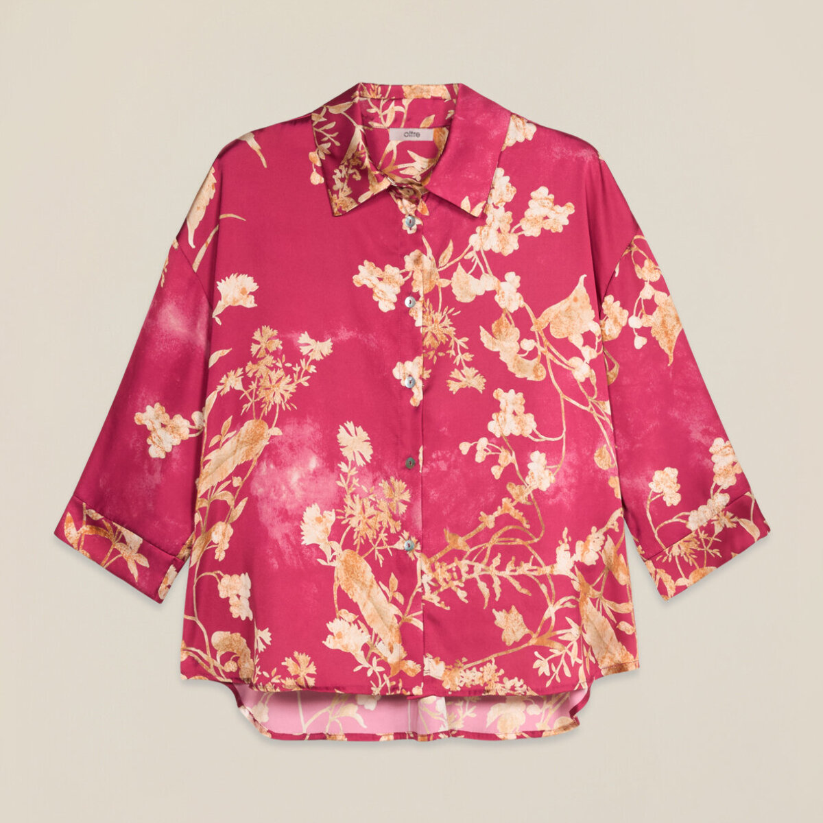 Oltre - Camisa de satén estampada - Fuchsia