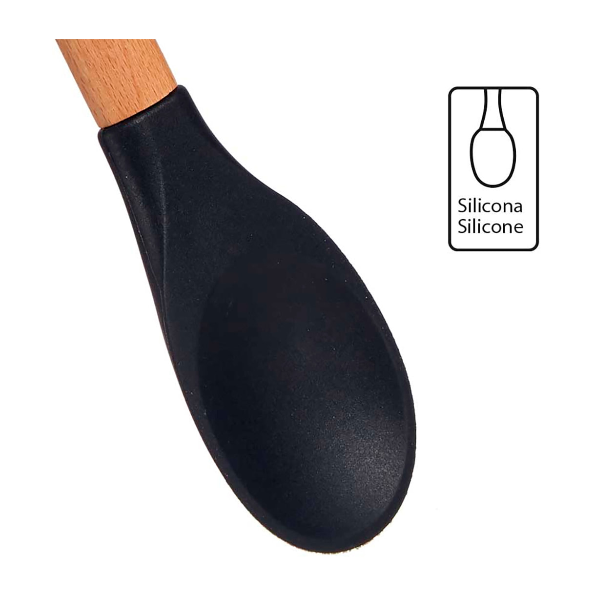 CUCHARA SILICONA MANGO MADERA DE HAYA 30CM