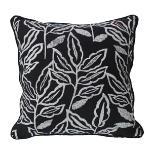 Coussin déhoussable en coton recyclé Chambray - Noir